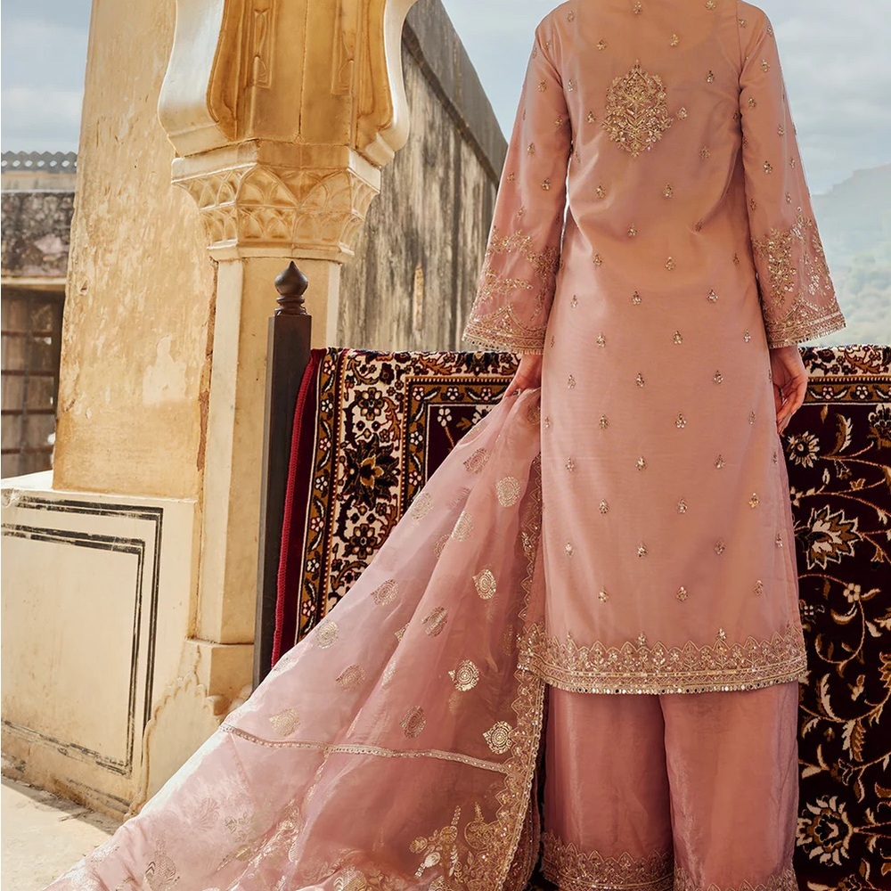 Rose Pink Embroidered Indian Suit - Picture 2 of 4